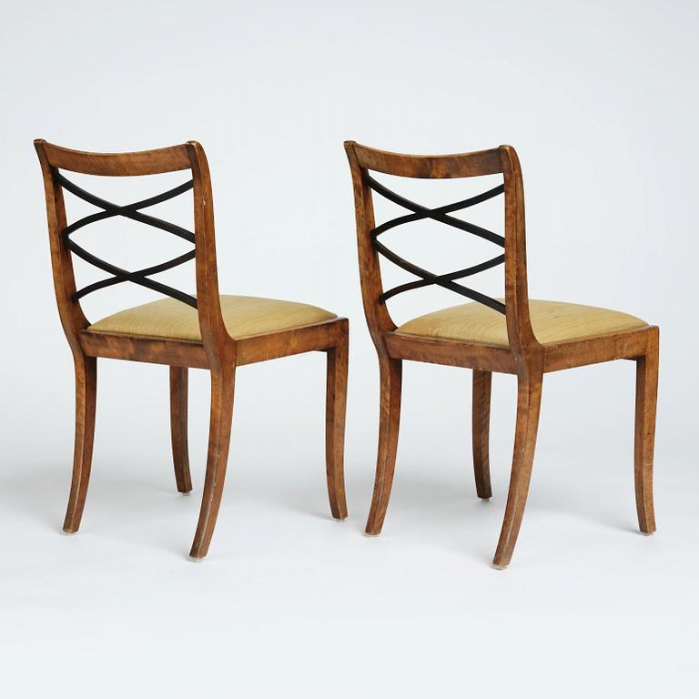 Carl Malmsten, a pair of chairs, Swedish Grace, Svenska Möbelfabrikerna Bodafors, 1920s,.