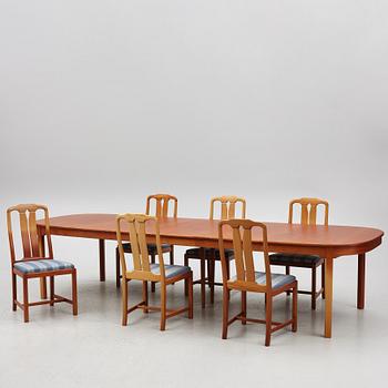 Carl Malmsten, an 'Ambassadör' dining table and six chairs, second half of the 20th Century.