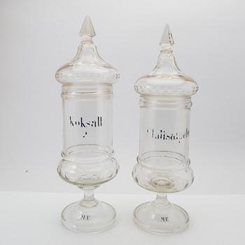 Apothecary jars, 7 pieces, first half of the 20th century.
