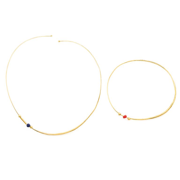 PA Lundahl-Terrs, en collier och ett armband 18K guld, Växjö 1972.