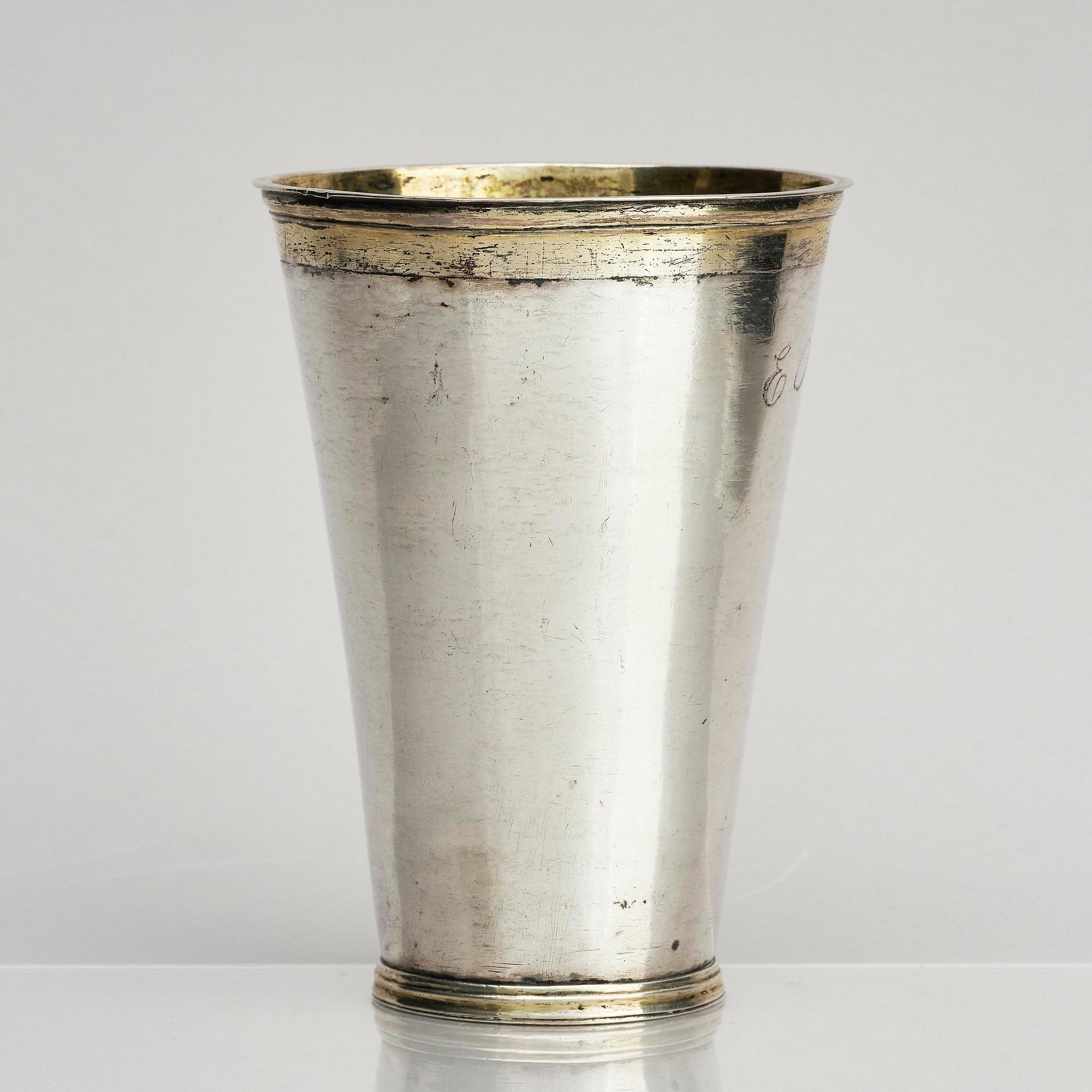 A Swedish 18th century parcel-gilt silver beaker, mark of Erik Granroth, Sala 1741.