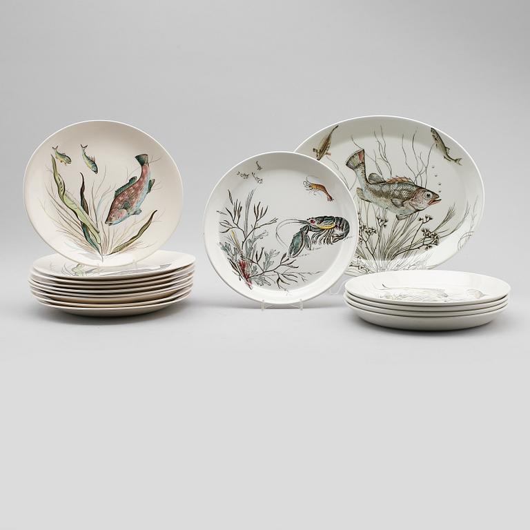 FISKSERVIS, 15 delar, porslin, "Fish", Johnson Bros, England.