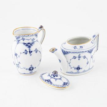 Royal Copenhagen, 76 porcelain service parts, 'Musselmalet Full Lace and Half Lace', Denmark.