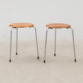 Arne Jacobsen, two stools, "Dot" for Fritz Hansen, Denmark, 1970.