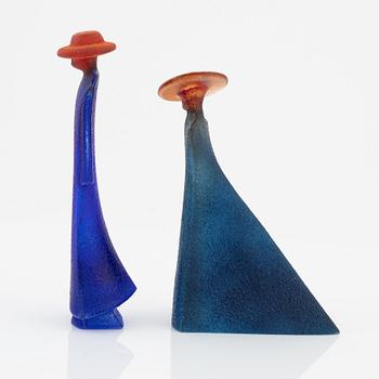 Kjell Engman, skulpturer, 2 st, glas, Kosta Boda.