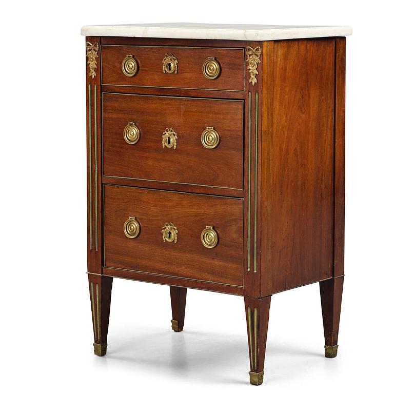 A late Gustavian mahogany commode, Stockholm, late 18th century.