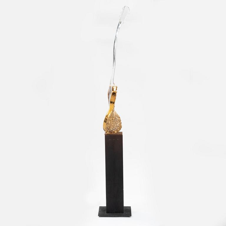 Kjell Engman, skulptur, glas, "Gitarr", Kosta Boda Unique.