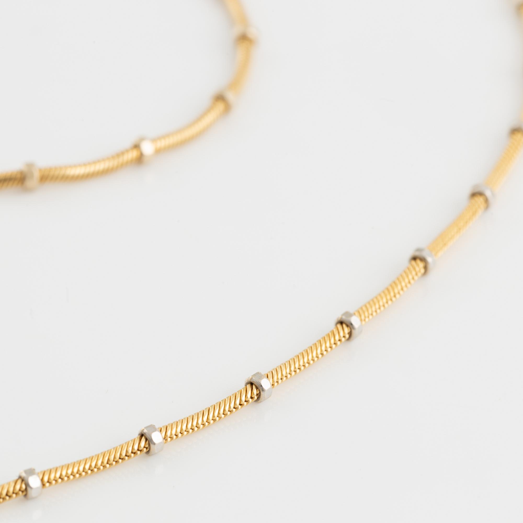 Collier och armband, 18K guld.