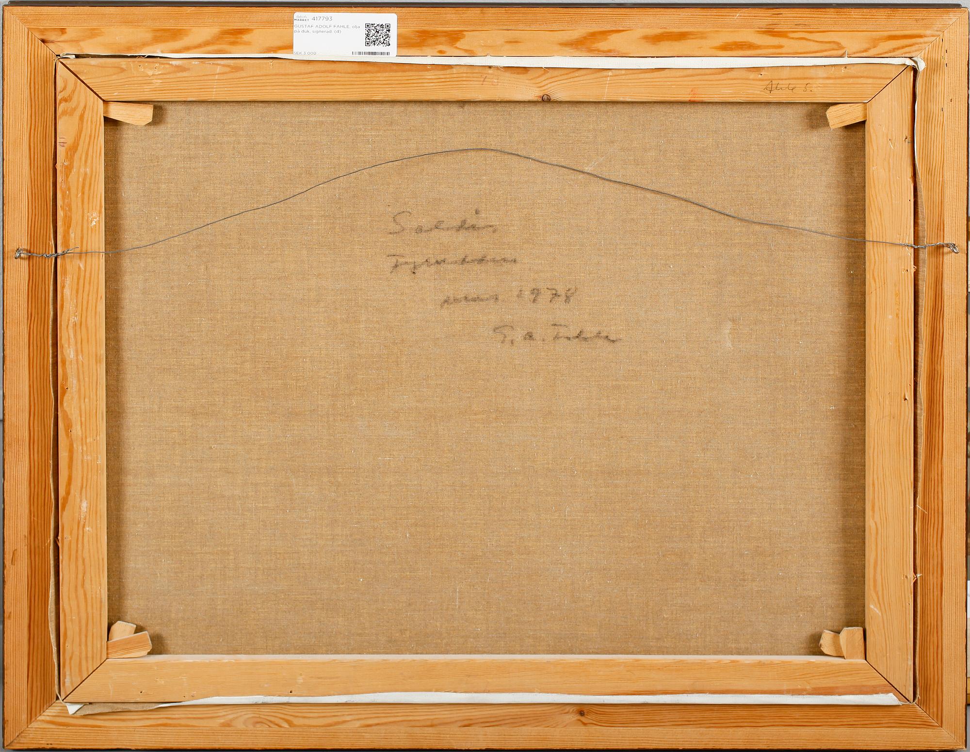 GUSTAF ADOLF FAHLE, olja på duk, signerad.