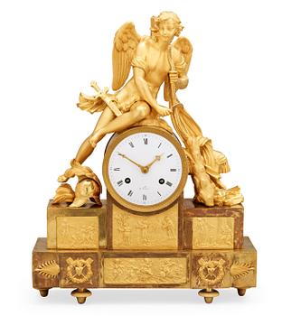 793. A French Empire early 19th century gilt bronze mantel clock.