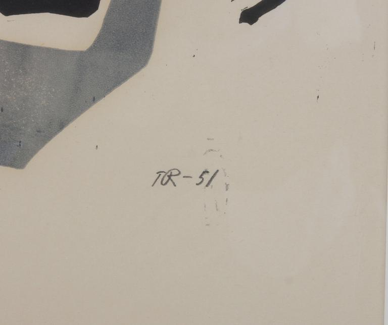 TORSTEN RENQVIST, linoleumsnitt, monogramsign o dat -51.