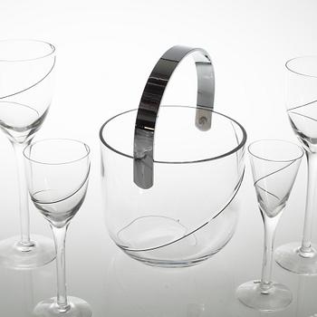 109 pieces of glass table ware, "Line" designed by Anna Ehrer for Kosta Boda.