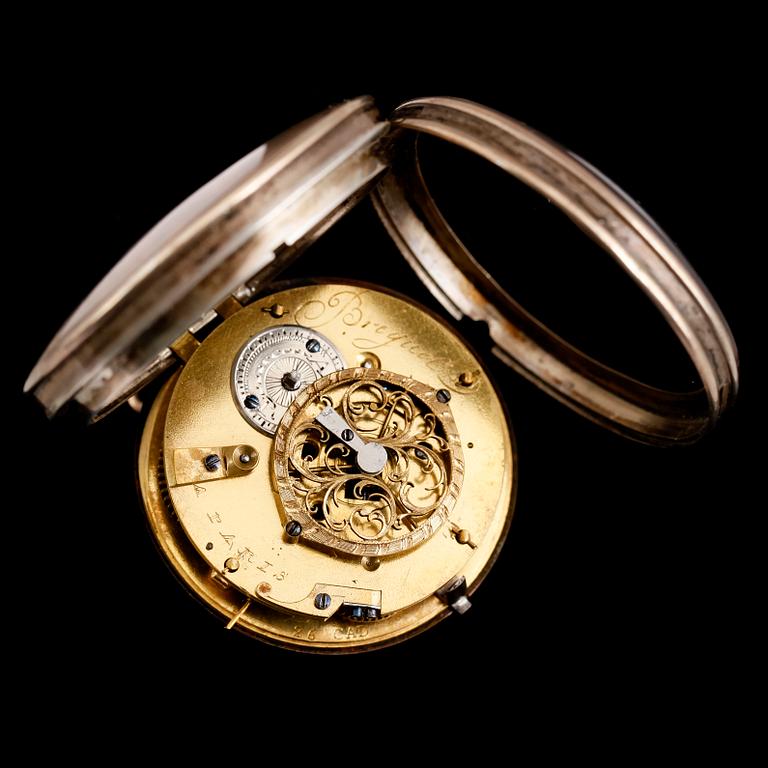 SPINDELUR, silver, märkt Breguet a Paris, 1800-tal.