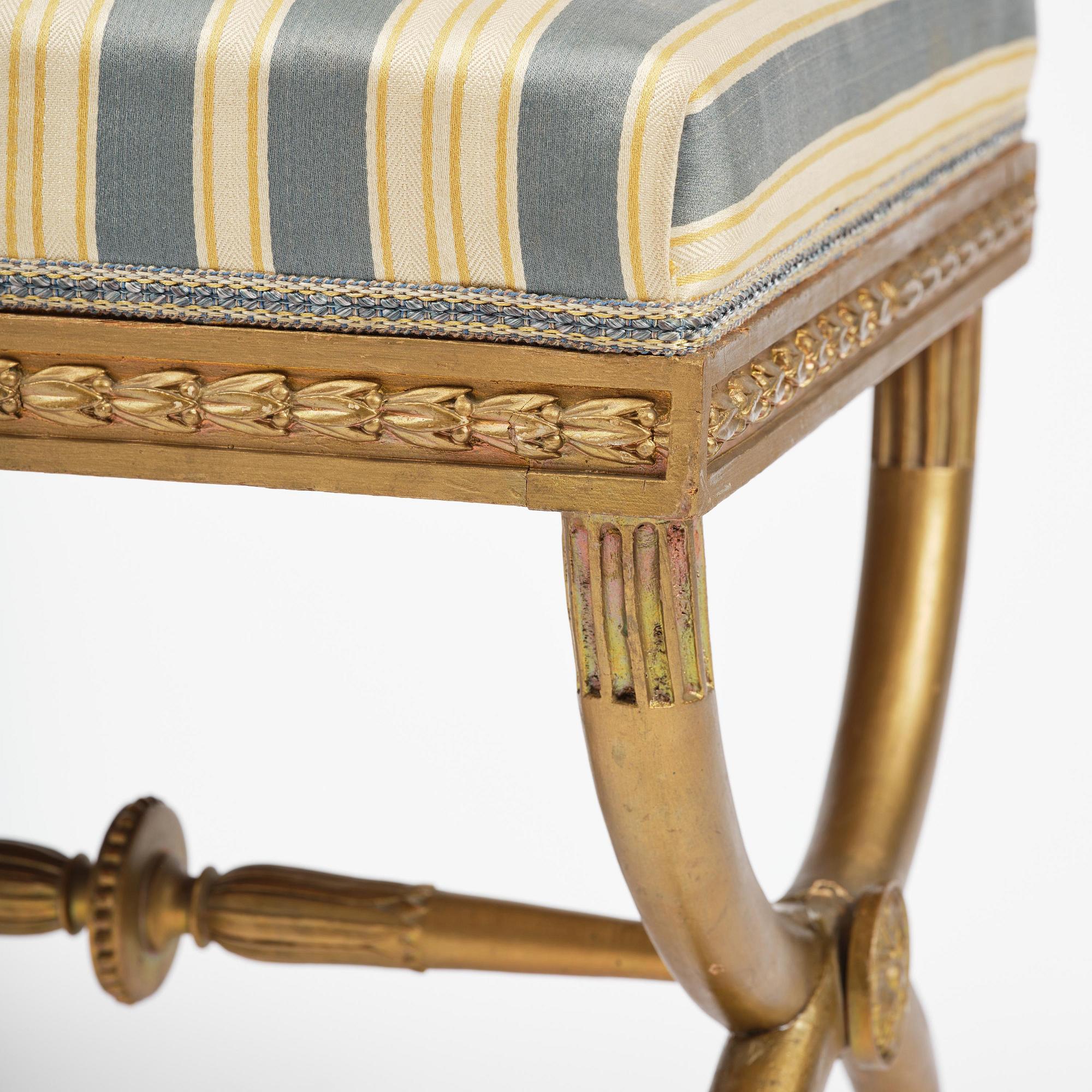 A pair of late Gustavian stools attributed to E. Ståhl (master in Stockholm 1794-1820).
