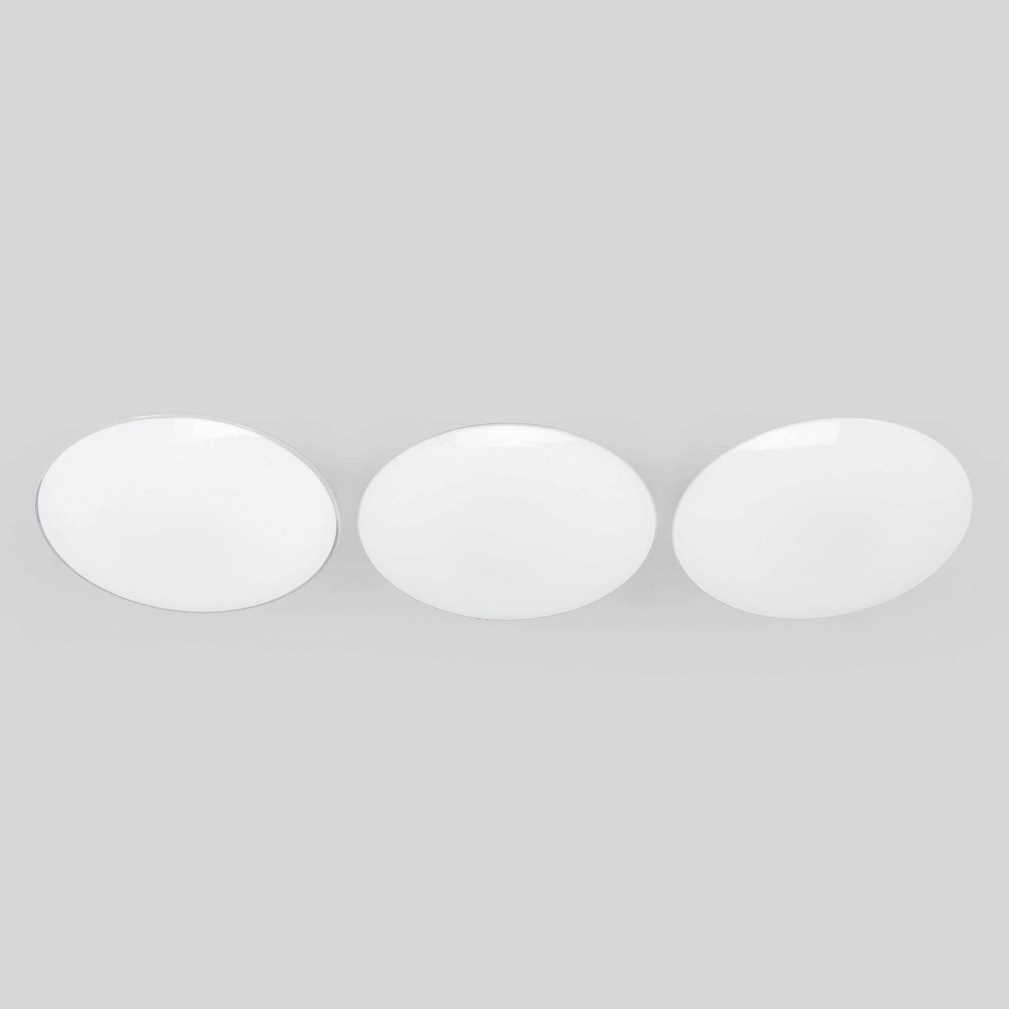 Arne Jacobsen, set of three ceiling lamps/wall lamps, "AJ-Eklipta", Louis Poulsen, Denmark.