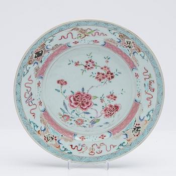 Tallrikar, 5 st, porslin, Kina, Qianlong (1736-95).