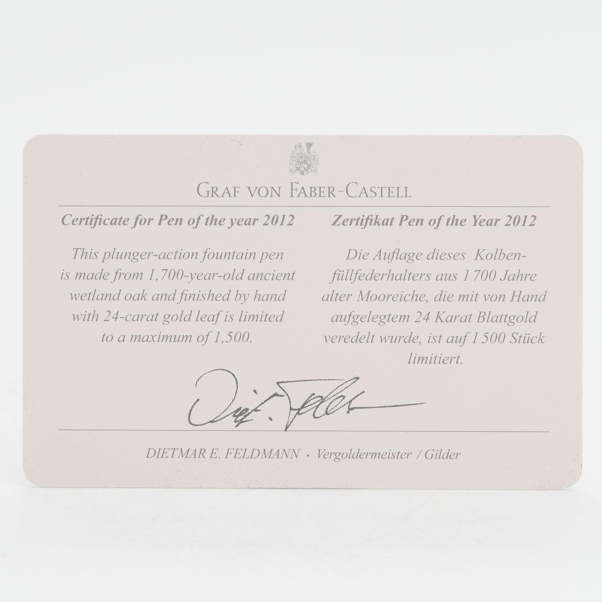 Graf von Faber-Castell, reservoarpenna, "Pen of the Year", numrerad 184/1500. 2012.