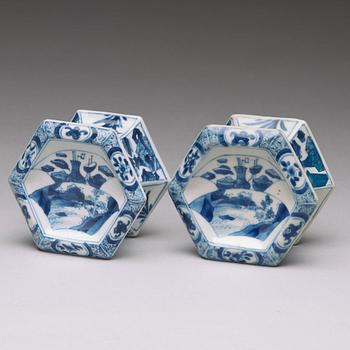 A pair of blue and white salts, Qing dynasty, Qianlong (1736-95).