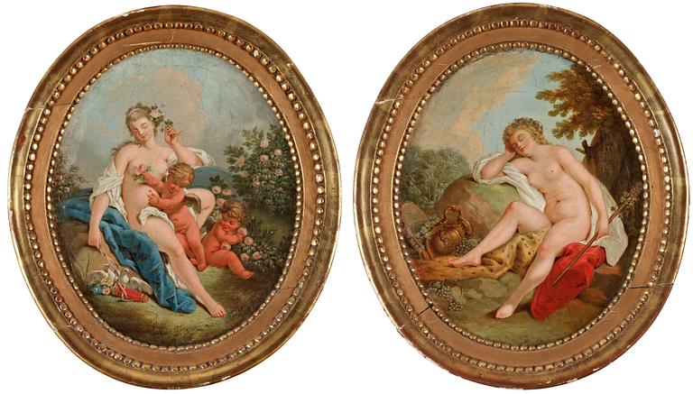 Francois Boucher Hans efterföljd, "Diana" och "Callisto".