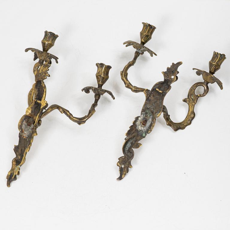 A pair of Rococo style wall sconces, 19th century.