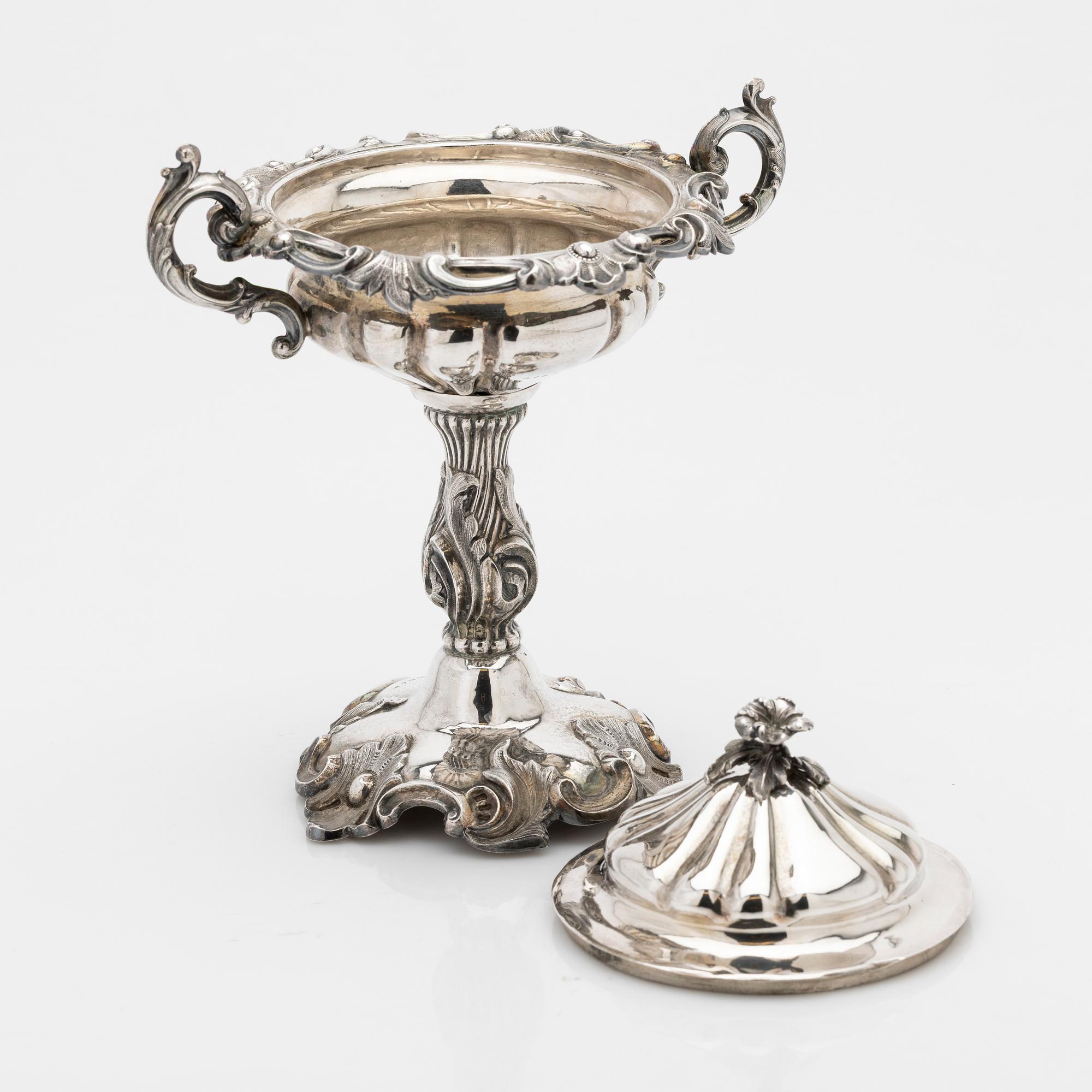 Bowl with lid, silver, Sweden, 1865.
