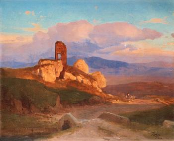 523. Niels Fredrik Martin Rohde, An ruin amongst rocks in the Campagna.