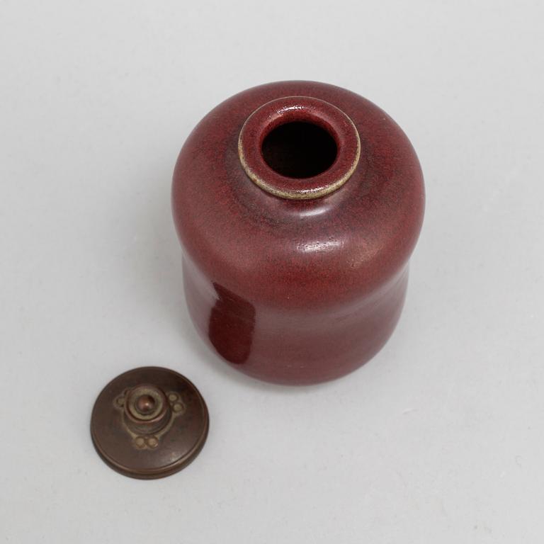 A Patrick Nordström stoneware vase with bronze cover, for Royal Copenhagen.