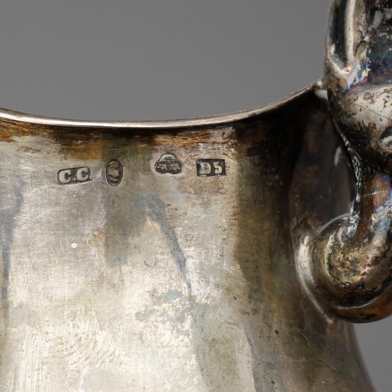 GRÄDDKANNA, silver, Christopher Creutz, Stockholm, 1858. Vikt ca 152g.
