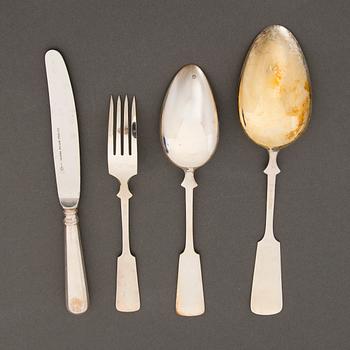 A 48-pcs set of silver cutlery with seashell decoration, Finnish hallmarks, Turku and Hämeenlinna 1956-1983.