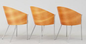 STOLAR, 3 st samt BORD, "Costes", Philippe Starck, Aleph, Driade. Italien.