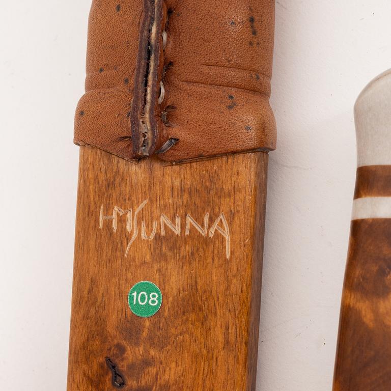 A birch and reindeer horn knife by Hans Michael Sunna before 1994, signed.