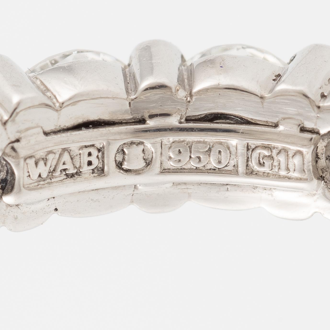W.A. Bolin ring full eternity band in platinum set with round brilliant-cut diamonds.