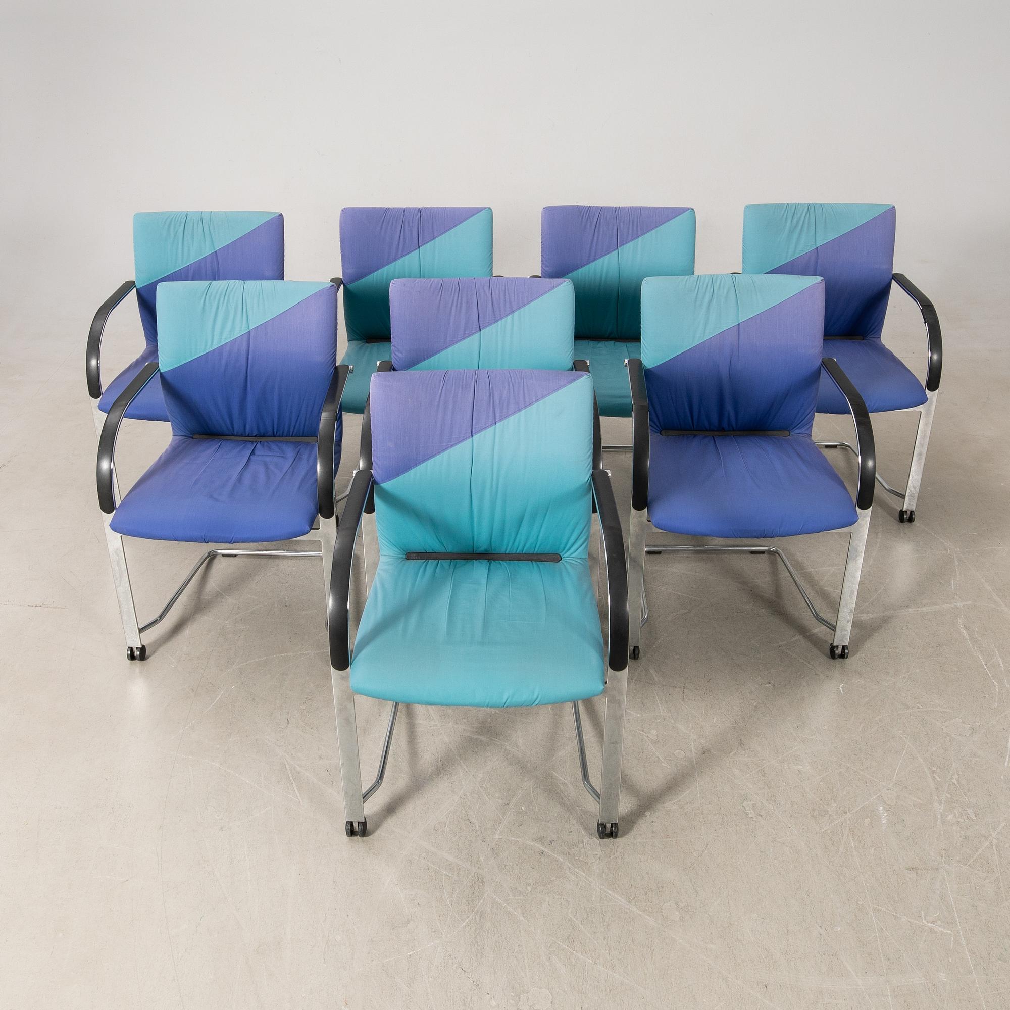 Burkhardt Vogtherr armchairs 8 pcs "Independence" for Fritz Hansen 1990s.
