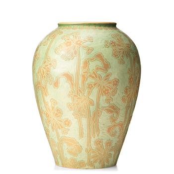 57. Gunnar Wennerberg, a rare creamware "sgraffito" floor vase, Gustafsberg, Sweden 1901.