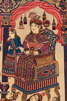 An antique Keshan Dabir carpet 'Yusuf & Zulaikha', c. 272 x 171 cm.