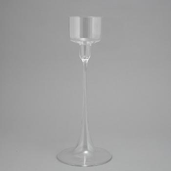 Ingeborg Lundin, a set of three glass candlesticks, Orrefors.