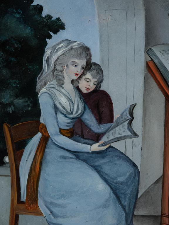 A pair of presumably English reverse-glass paintings, late 18th century.