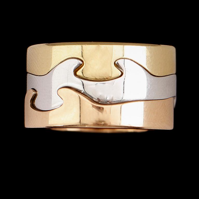 RING, 18 k flerfärgat guld, "Fusion", Nina Koppel, Georg Jensen, Danmark. Vikt 20 g.