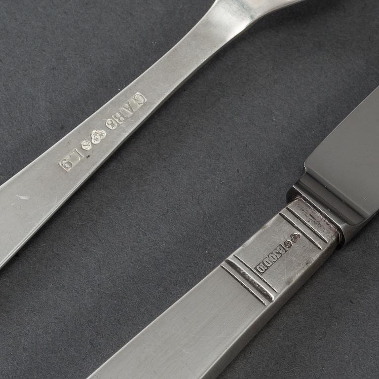JACOB ÄNGMAN, 12+12 psc silver cutlery,  GAB, some Eskilstuna 1969.