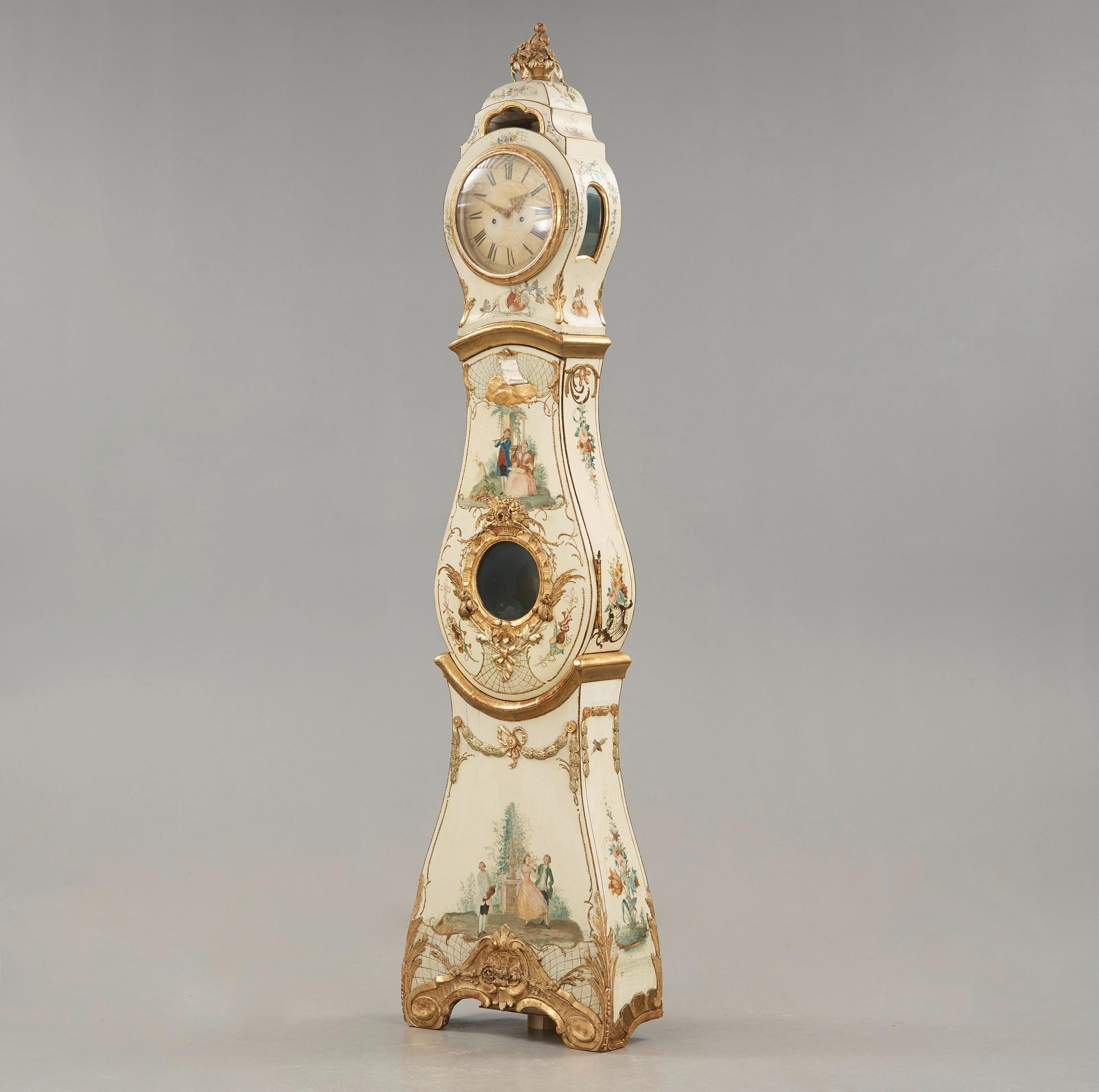 A Swedish Transition Rococo/Gustavian 18th century longcase clock.