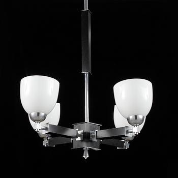 LAMPA, metall och svärtat trä. Art Deco.