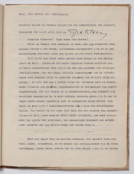 Tyra Kleen, fyra häften med åtta tryckta planscher (varav en dublett), "Temple Dances and Musical Instruments in Bali".
