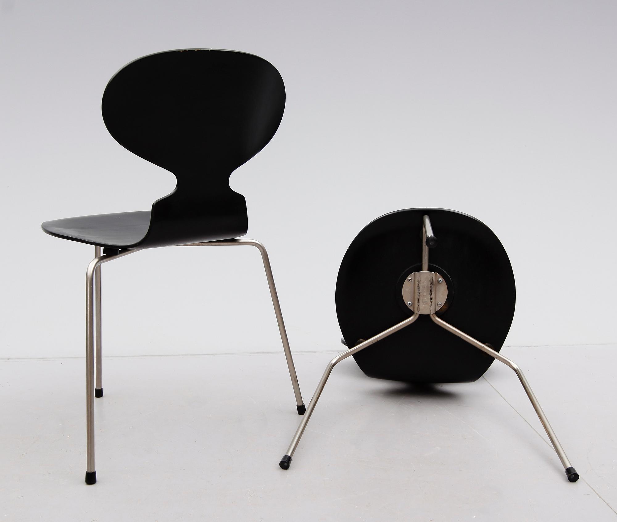 STOLAR, 6 st, "Myran", Arne Jacobsen för Fritz Hansen, 1900-talets mitt.