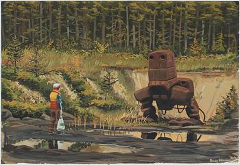 SIMON STÅLENHAG, gouache on paper, signed Simon Stålenhag and dated 2010.