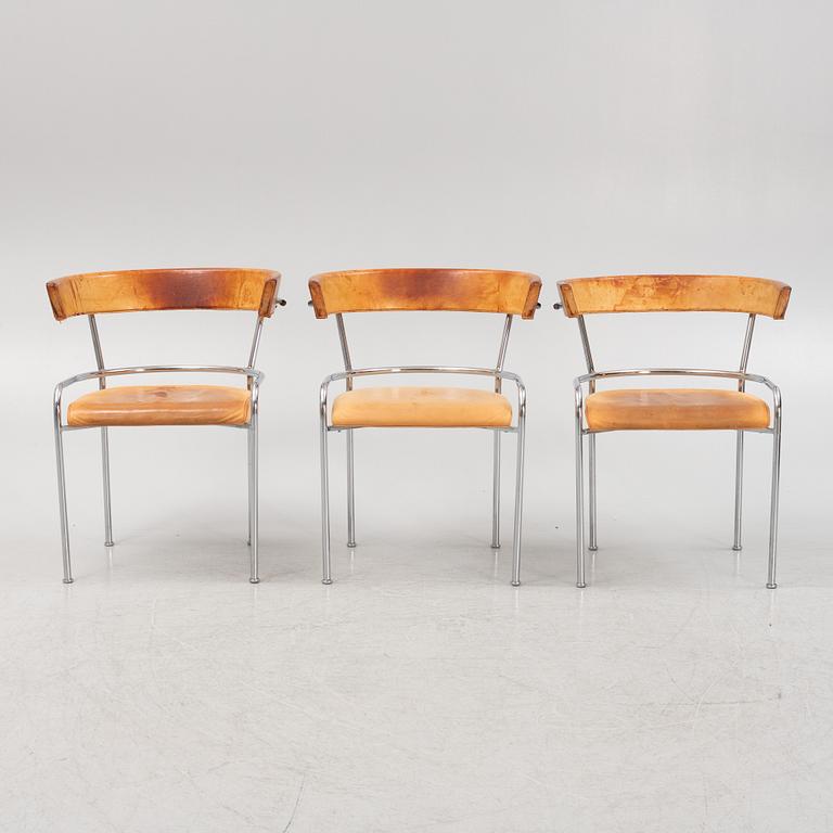 Gunnar Asplund, a set of six leather uphostered 'GA1' armchairs from Källemo, after 1988.