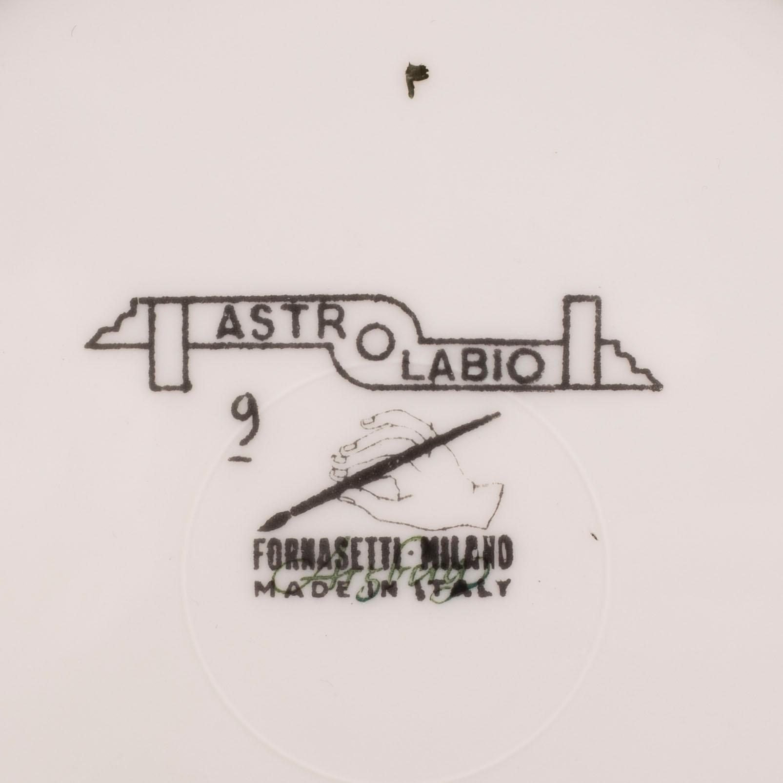 PIERO FORNASETTI, 6 bowls and 6 small plates "Astrolabio".