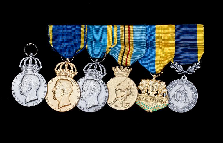 MEDALJER, 6 st, mest silver, 1950-70-tal.