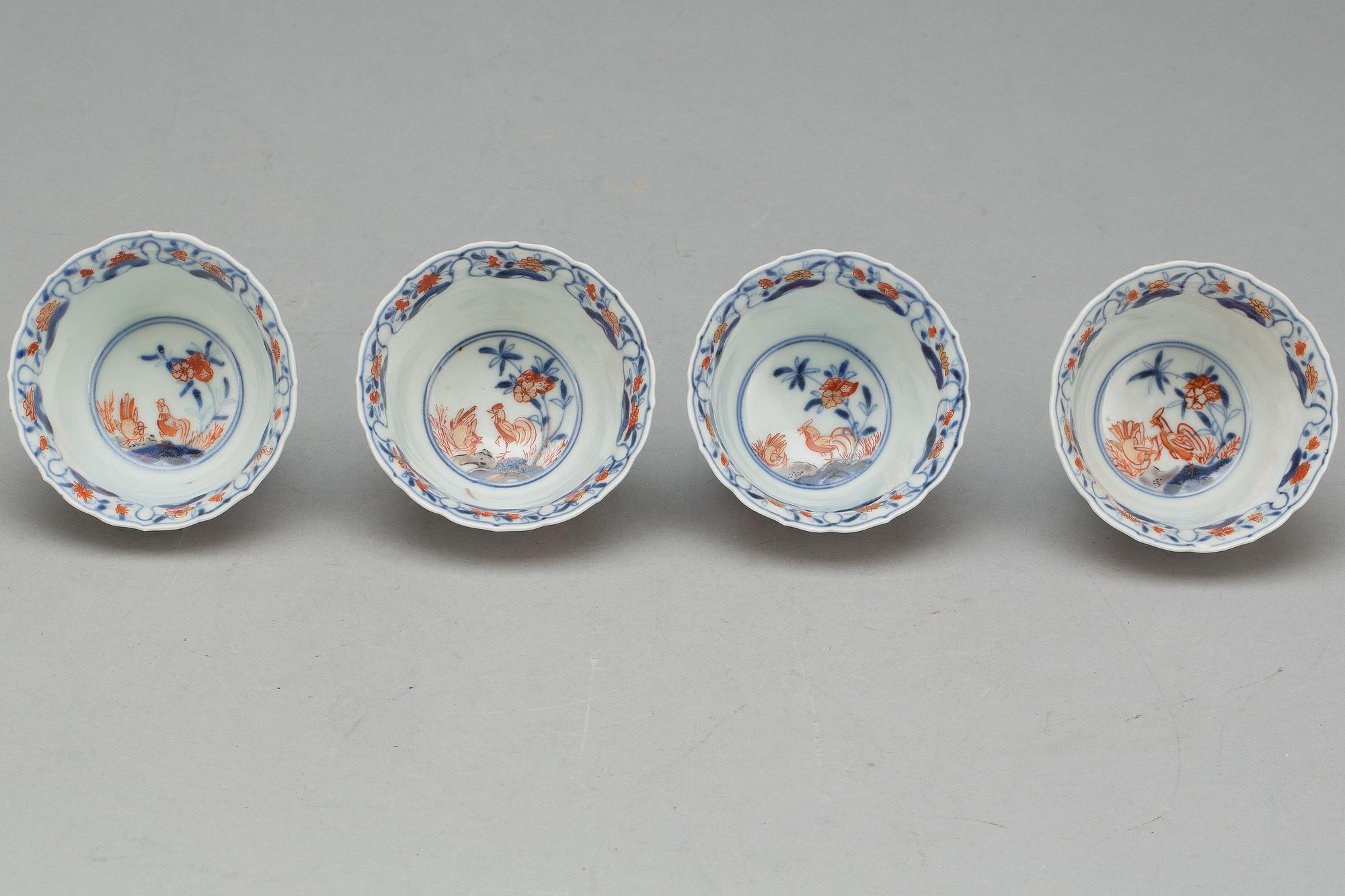 VINKOPPAR, 4 st, porslin, kinesisk Imari-stil.