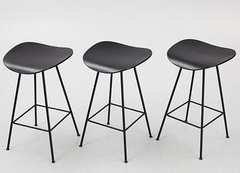 Komplot Design, a set of three "2D" bar stools, Gubi, Denmark.
