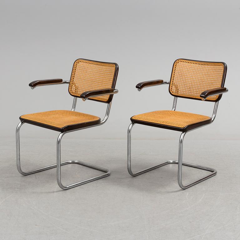 A PAIR OF MARCEL BREUER THONET ARMCHAIRS, signed Thonet 80.